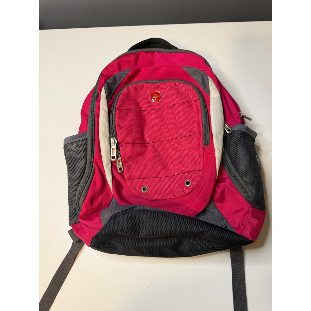 SwissGear Airflow Backpack Pink Grey Laptop Travel School Bag Multi Compartment